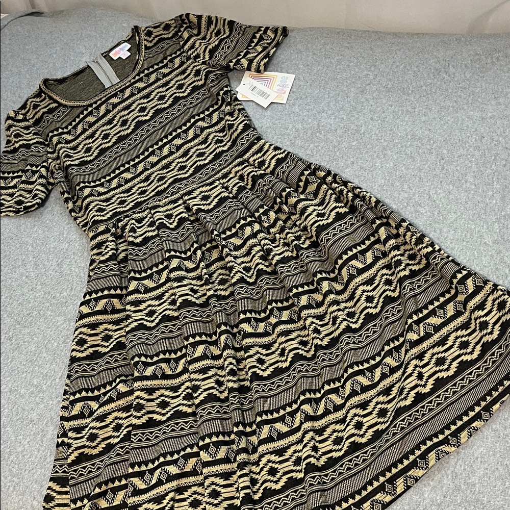 Lularoe Amelia Dress Small Boho Aztec Fit And Flare Pleated